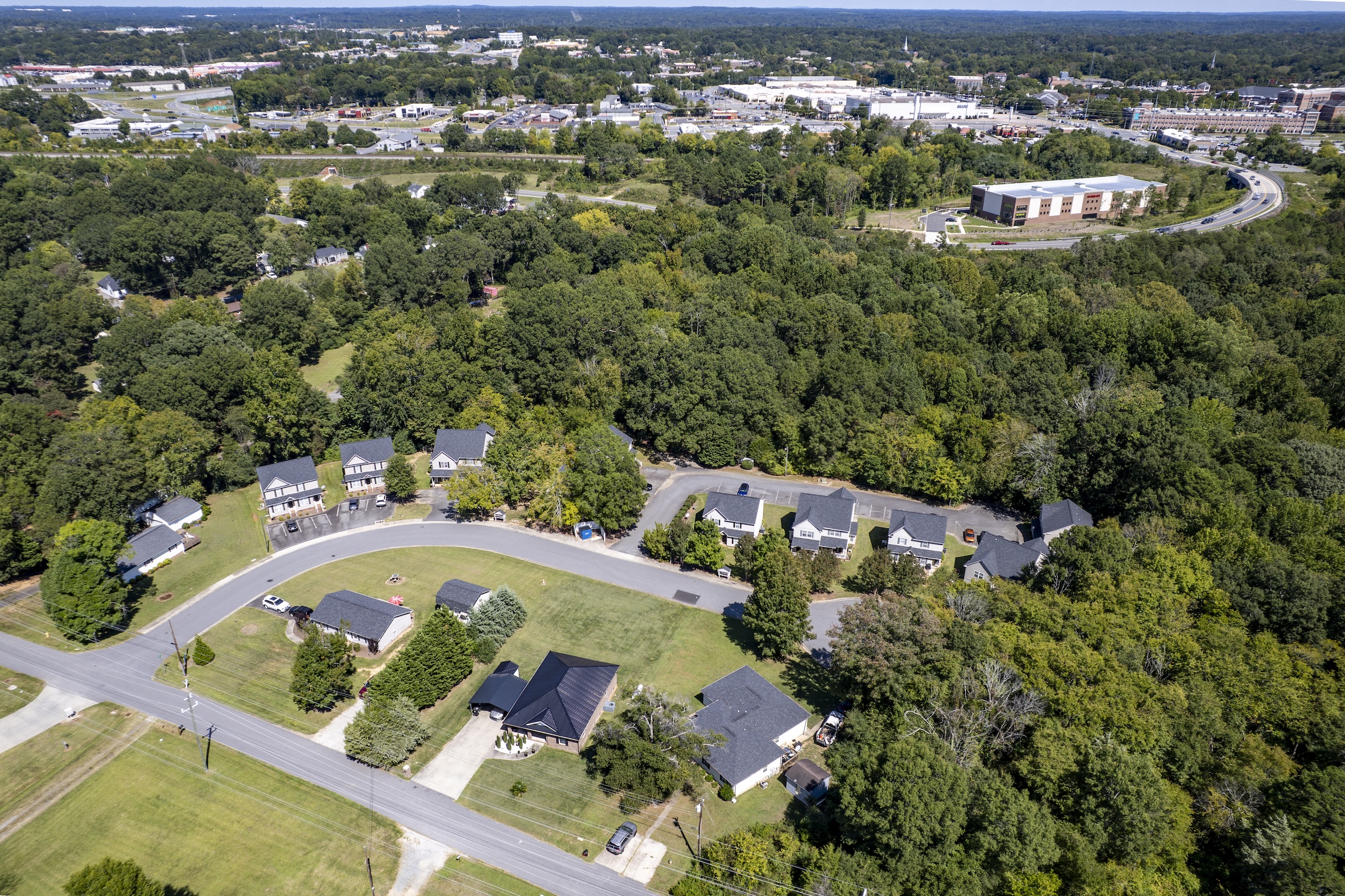 Aerial photo showing Aaron Place houses